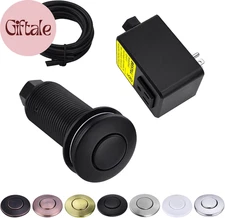 Garbage Disposal Sink Top Air Switch Kit with Single Outlet, Matte Black 3.6" Lo