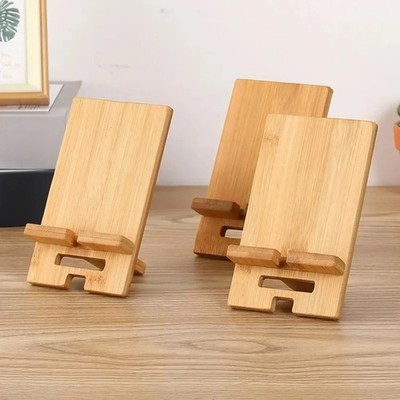Bamboo Phone Stand Desktop Holder Charging Slot Wooden Smartphone Dock