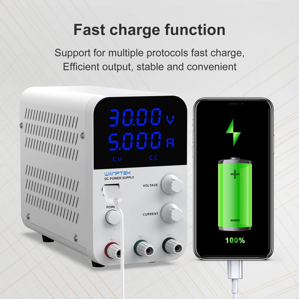 Lab Power Supply Adjustable DC 0-30V 60V 120V 0-5A 10A Variable Bench Switching - Image 3 of 4