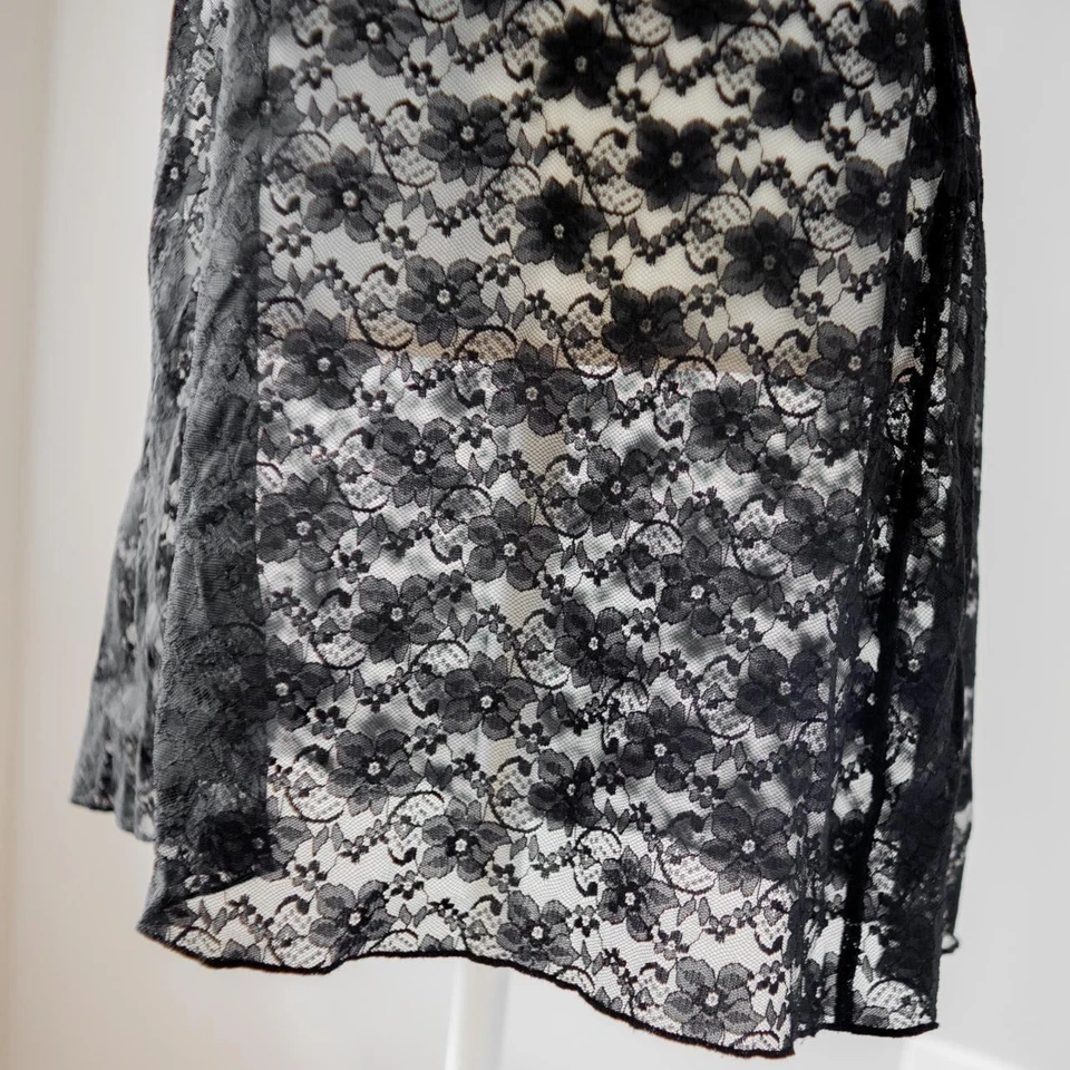 Camisón negro de encaje transparente sin mangas pj en flor de Jonquil para mujer talla M Foto 4 de 4