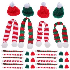 48pcs Mini Knit Hat and Christmas Scarf Set - Tiny Santa Hats for Crafts - Tree