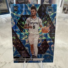 2024-25 Mosaic #236 Stephon Castle Blue Reactive Mosaic PRIZM Rookie RC Spurs 