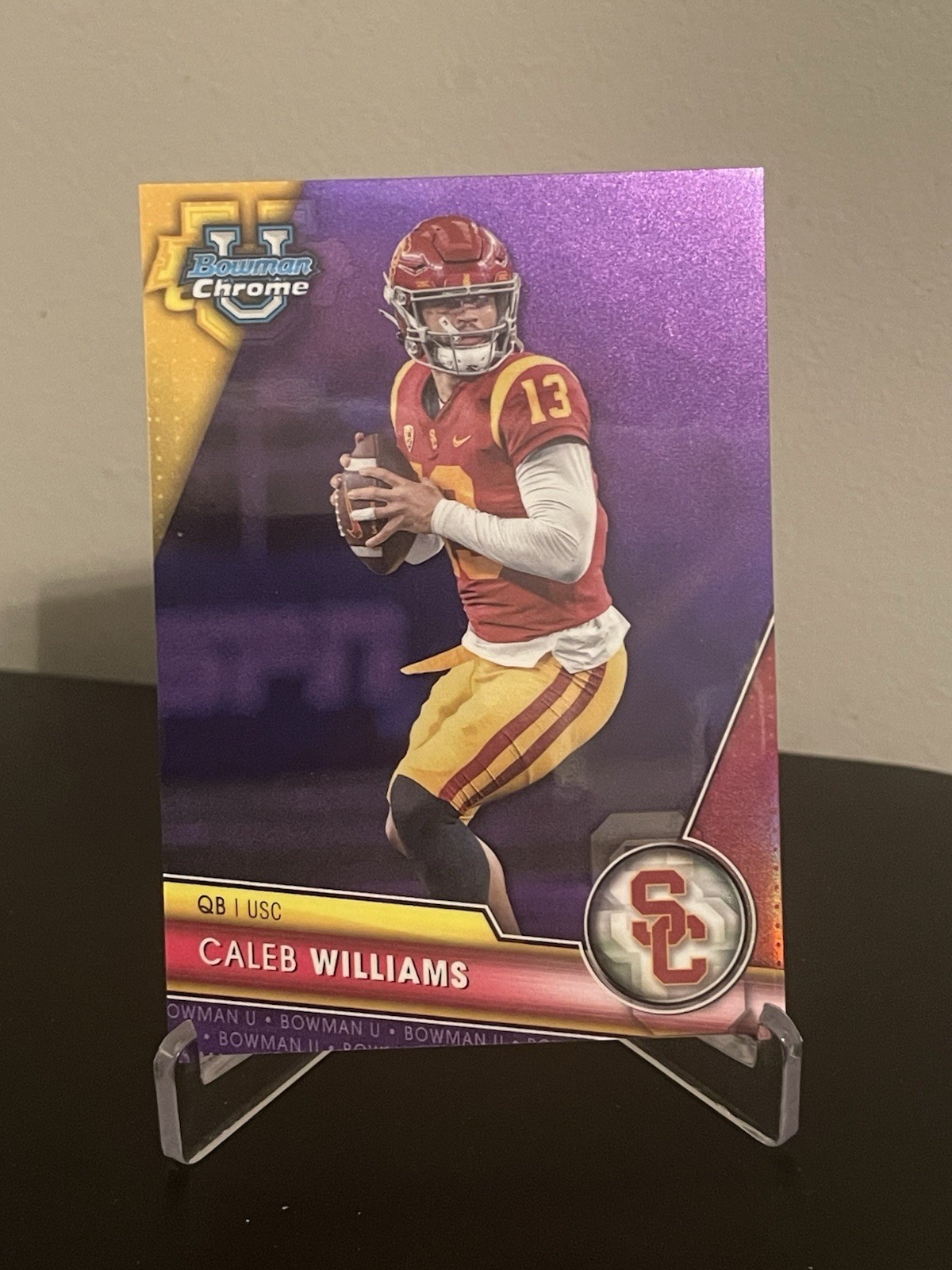 2023 Bowman University Chrome - Caleb Williams #1 Purple Refractor /399 (RC) NM