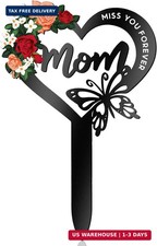 Memorial Grave Markers for Mom,Heart Grave Decorations for Cemetery,Butterfly...