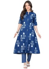 Women's Cotton A-Line Kurta Set with Palazzo Pant