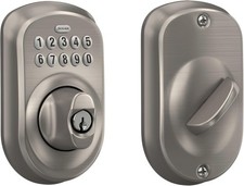 Schlage BE365 PLY 619 Plymouth Keypad Deadbolt Keyless Entry Satin Nickel - Used