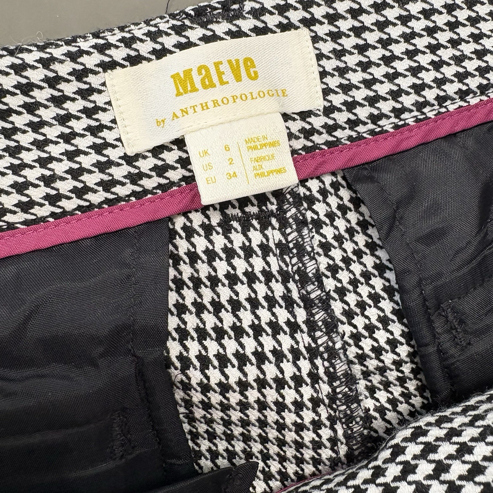 Maeve By Anthropology Houndstooth  Wide-Leg Pants Black / White Size 2 image 3