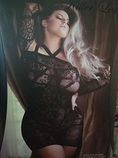 Black Fishnet Long Sleeve Mini Dress QUEEN SIZE LINGERIE fits all to 24W #239Q