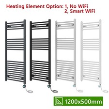 Image of Prefilled Electric Heated Towel Rail Straight Radiator Bathroom Thermostatic Rad