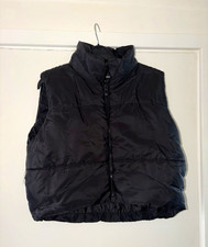 Rebellious Girls Black Puffer Gilet Full Zip Sleeveless Polyester Short S