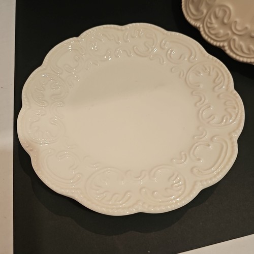 Yankee Candle SHADE and PLATE for Large Jar Ivory Washed Lace Design Ceramic New - Picture 3 of 13