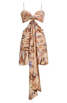 AUTH Zimmermann Coco Floral Print Bow Detail Minidress Size 1 AU/6 US