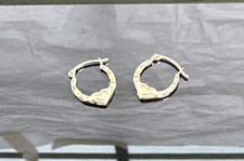 14k Yellow Gold Small Heart Hoop Earrings JTS 14K Dainty Lightweight Pair