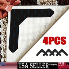 4pcs Carpet Mat Adhesive Grippers Non Slip Rubber Rug Sticker Reusable Skid Tape