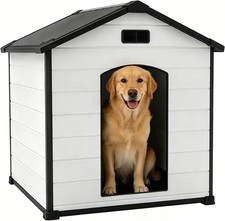 Indoor Outdoor Large Waterproof Dog House Kennel with Removable Roof Air Vent