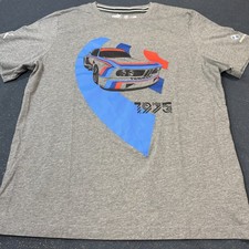PUMA BMW MOTORSPORTS MMS VINTAGE CAR TEE 1975 BMW M-SPORT GRAY SHIRT LARGE