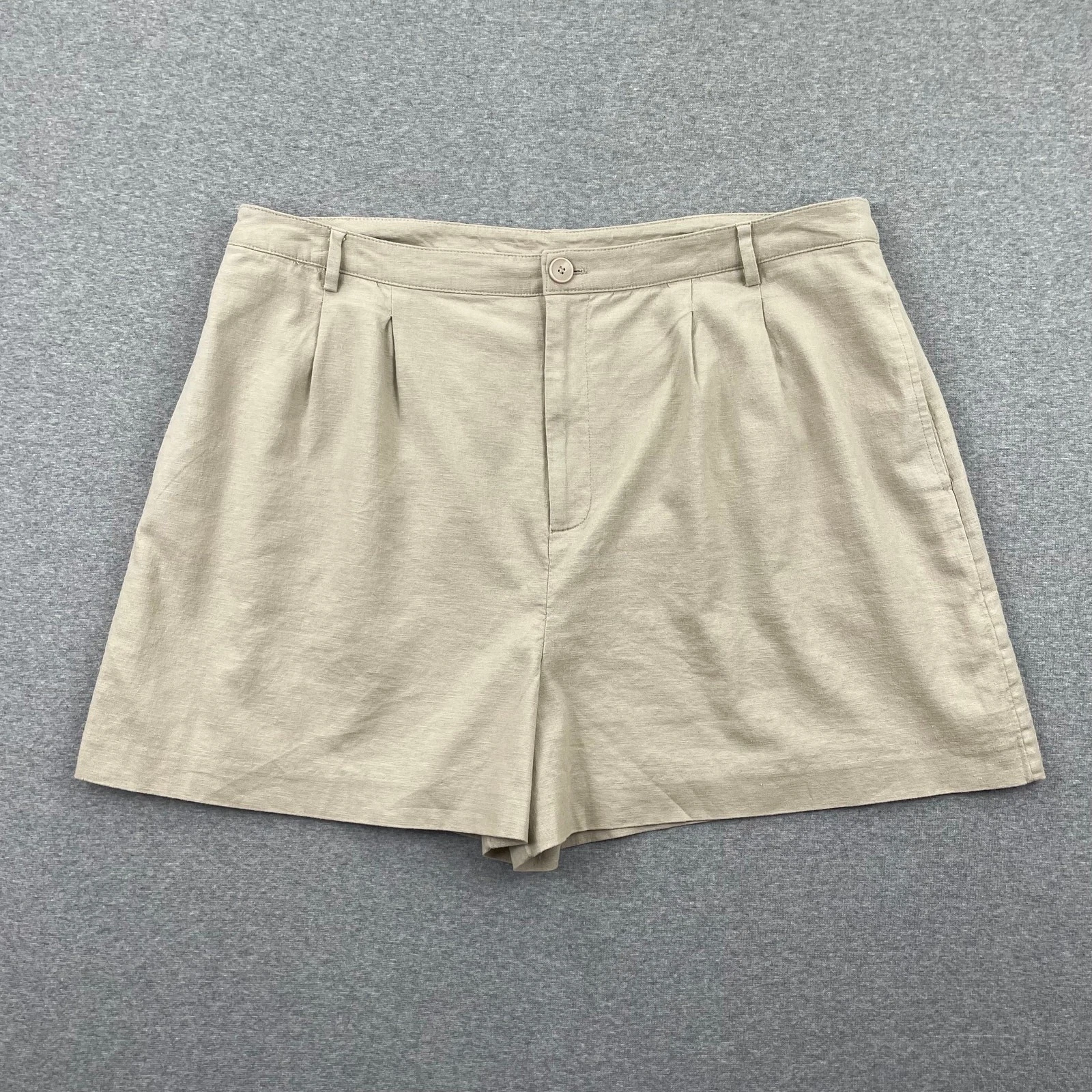 Open Edit Nordstrom Linen Blend Shorts Womens 16 Cream High Waist Pleated Preppy