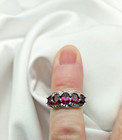 Vintage Sterling Silver Crystal & Oval Garnet Crystal Ring Sz6 3.1 Gr — photo 6