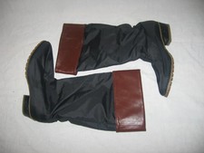 VTG Gucci Black Brown Color Block Contrast Lined Low Heel Calf Fold Over Boots 5