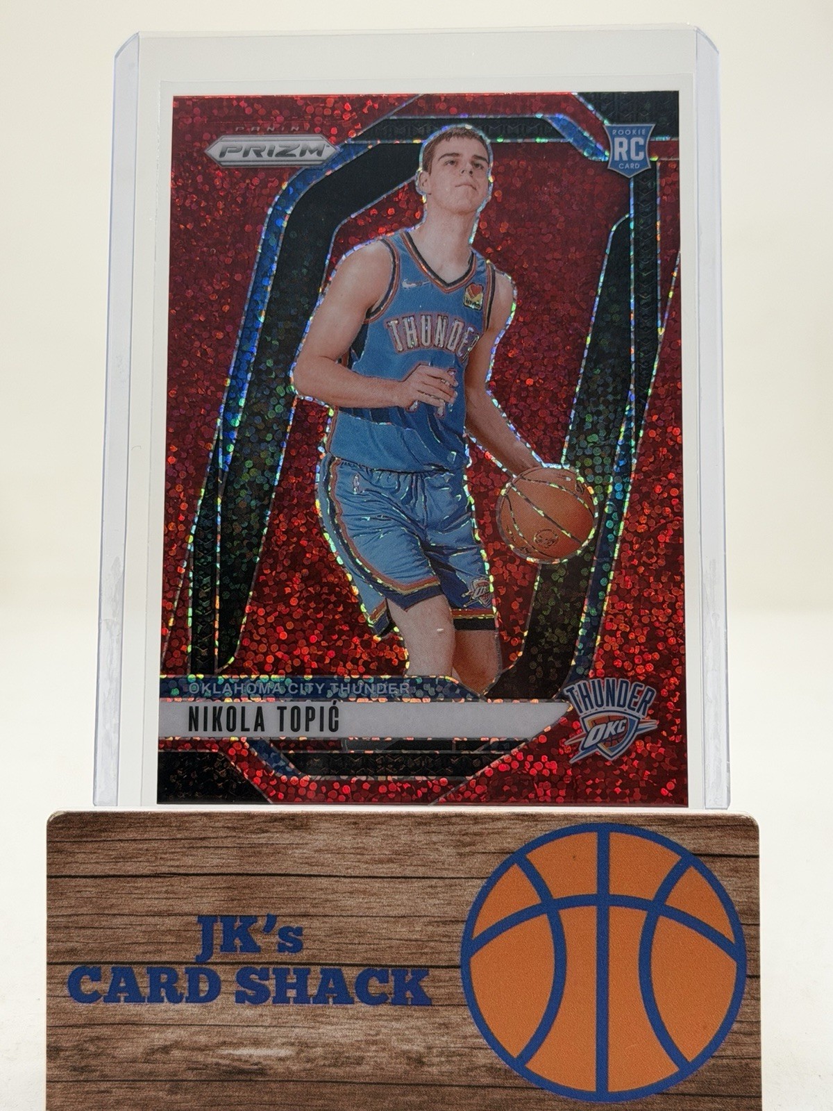 2024-25 Panini Prizm Nikola Topic Red Sparkle Prizm RC #230 OKC Thunder