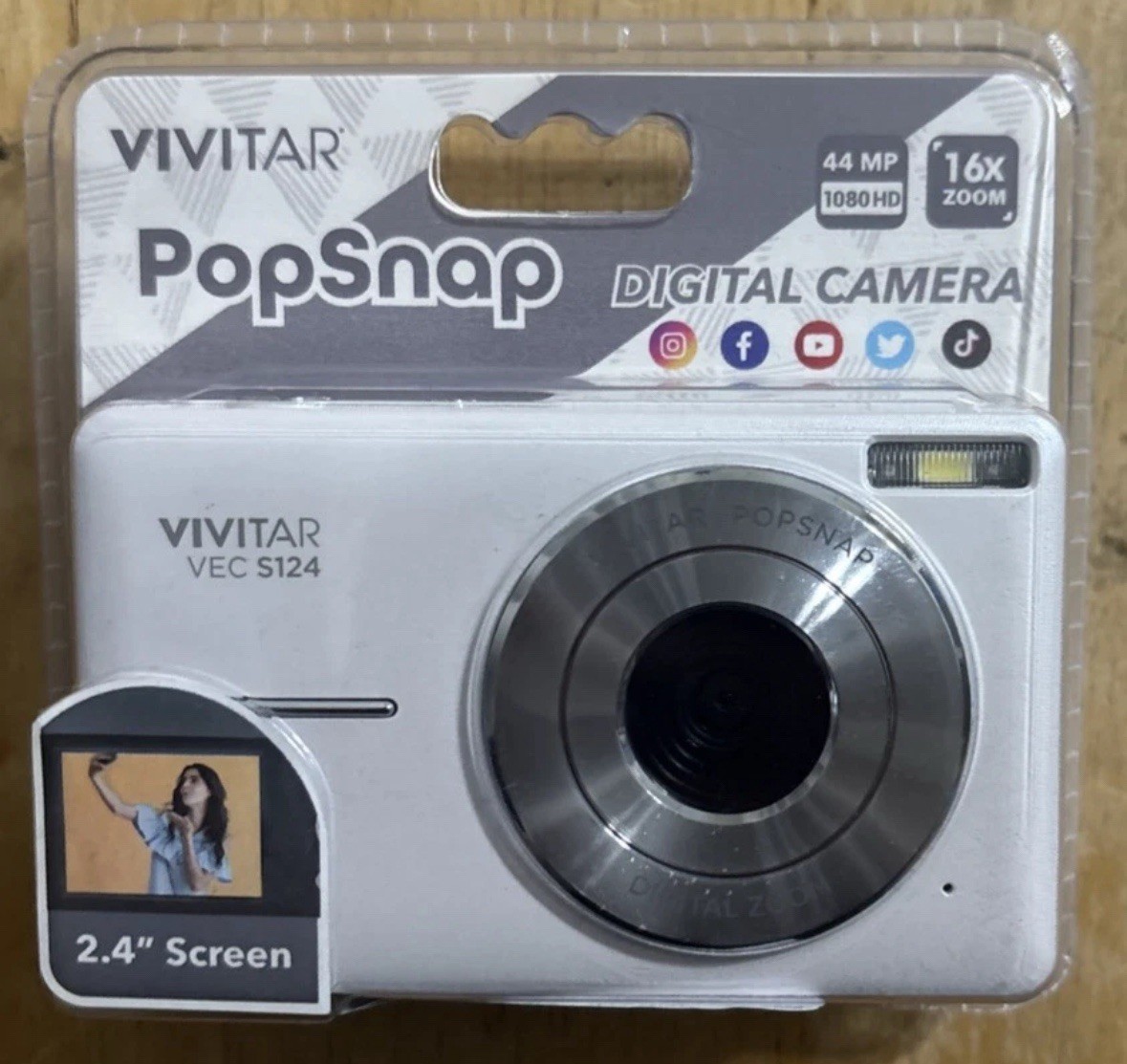NEW - Vivitar Popsnap Digital Camera 1080 HD 44MP  16X Zoom White- Free ShipN!