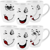 Kaffeetassen 6Er Set Kaffeebecher Kaffee Tassen Becher Keramik Teetasse Gesicht