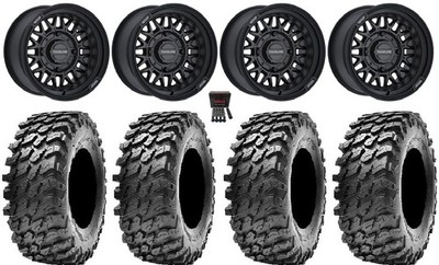 Raceline Omega 15'' Wheels Satin Black 30'' Rampage Tires Polaris RZR