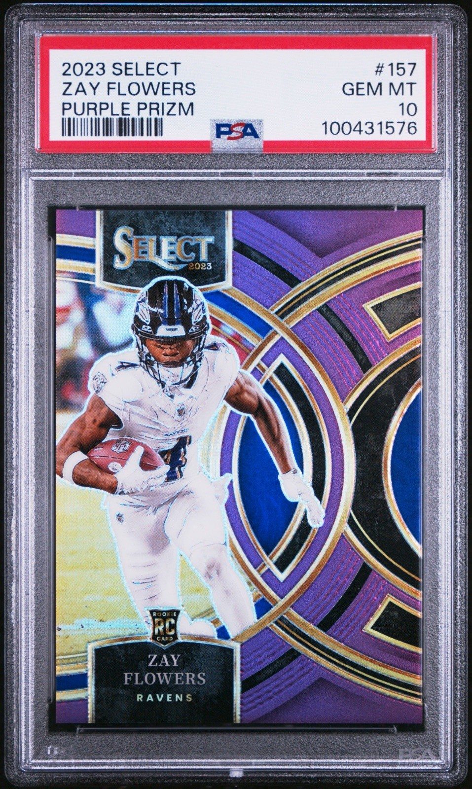 Zay Flowers 2023 Select 157 Purple Prizm #24/75 SP RC GEM MT PSA 10 Color Match