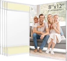 8x12 Acrylic Picture Frame, Clear Frameless Photo Frame for Wall Mount, No Dr...