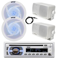 Pyle Bluetooth CD Radio, Antenna, 2x 5.25" LED  2x 3.5'' 200W Speaker White 