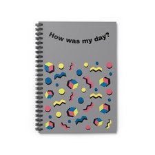 How Was My Day Spiral Notebook  Retro Geometric Pattern, Ruled Journal