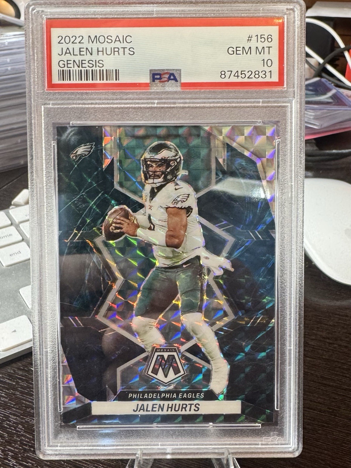 2022 Panini Mosaic Jalen Hurts #156 Genesis Mosaic Prizm PSA 10 Eagles
