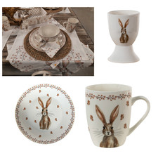 Geschirr aus Porzellan für Ostern mit Häschen-Motiv Frühstück / Tee / Festtafel