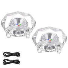 Crystal LED Light Base, 2 Set 2.99" Dia Octagon Lights Display Pedestals