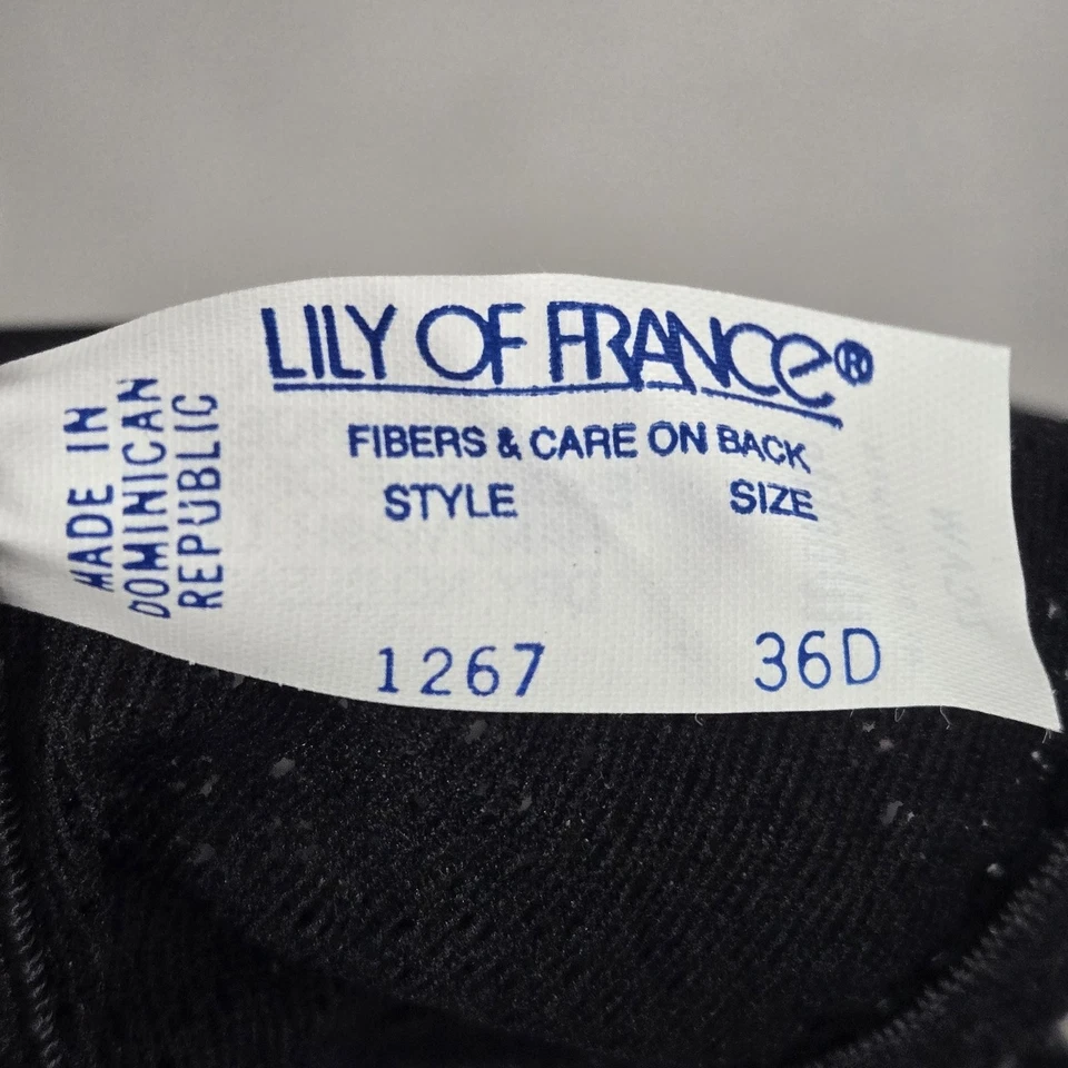 Lily Of France Women Bra 36D Black Sheer Underwired Front Closure - Image 4 of 4