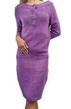 CHANEL Vintage P44445 CC Turnlock Logo Sweater Dress 34 Cashmere Purple Silver