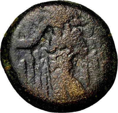 Nabataean AE17 Anonymous Athena Nike OVERSTRUCK on Ptolemaic Rare CN Type 1 VF