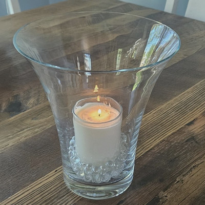 White Barn Candle Company Large Tall Glass Vase/Candle Holder - Vintage