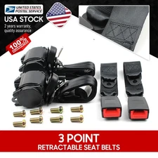 Retractable 3 Point Safety Seat Belt Straps Car Auto Vehicle Adjustable Belt Kit