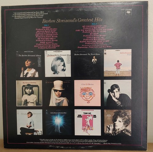 Barbra Streisand's Greatest Hits - Columbia PC 9968 - Vinyl Stereo - Picture 2 of 2
