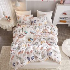 Ivellow Queen Duvet Cover Set 100 Cotton Butterfly White Queen,