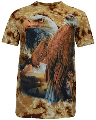 Adler Batik T-Shirt American Weißkopfseeadler Greifvogel Berge Fluss von Wild