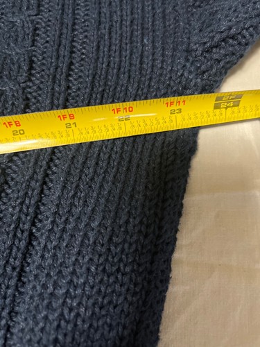 VTG Structure Cable Fisherman Heavy Knit Roll Neck Sweater Size M Navy Blue - Picture 4 of 5