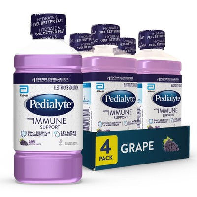 Pedialyte with Immune Support Electrolyte Solution Grape Hydration Drink with...