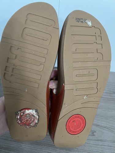 Fitflop Women's Lulu Leather Sandals US 10 Toe Post Slip On Coral Orange Shoes - 第 9/10 張圖片