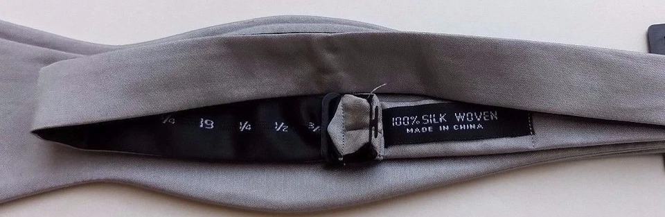 Bow Tie Men Silk Solid Gray SELF TIE Bowtie - Image 4 of 4