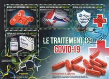 Central Africa Mini Sheet 2021 Treatment of Covid 19 Virus, CTO