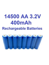 8-PCS 14500 LiFePO4 AA 3.2V 400mAh Rechargeable Batteries Solar Lights 14500TU8