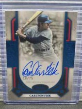 2024 Topps Tier One Carlton Fisk Blue Foil Prime Performers Auto #10/75 Red Sox