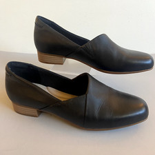 Clarks Collection Womens Juliet Palm Slip On Loafers Size 6 Black Leather